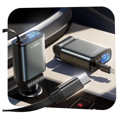 Retractable LISEN USB-C Fast Car Charger