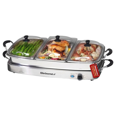 Elite Gourmet 3-Tray Buffet Server & Food Warmer