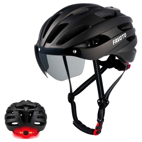 Bike Helmet w/ Light & Magnetic Visor