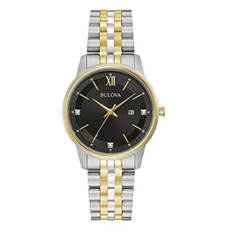 Bulova Women's Classic Diamond Two-Tone 3-Hand Calendar Date Quartz Watch