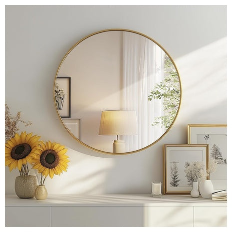 20″ Gold Round Wall Mirror
