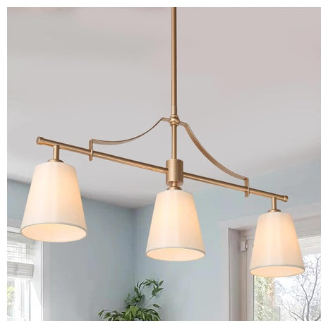 3-Light Linear Island Light Fixture with Fabric Shades