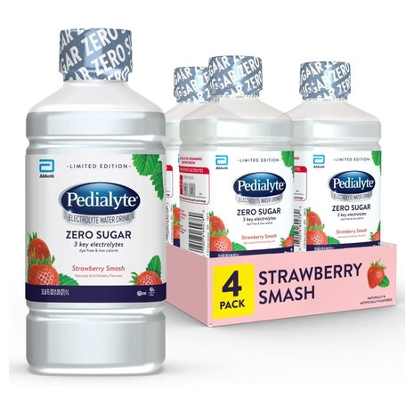 4 Bottles Strawberry Smash Zero Sugar Electrolyte Water