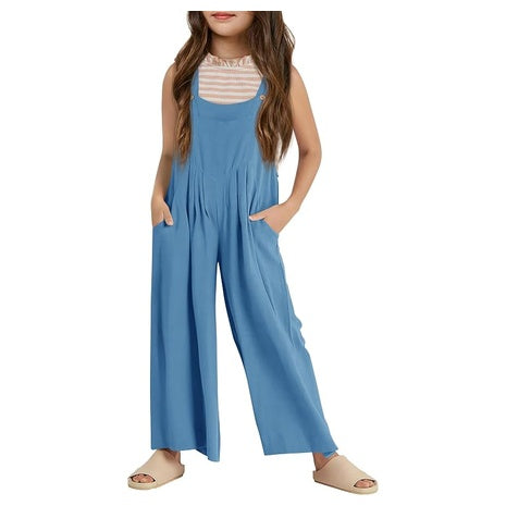 Girls Overalls Casual Wide Leg Jumpsuit
