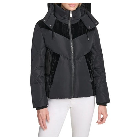 Andrew Marc Women's Tayte Mixed Media Hooded Puffer Jacket