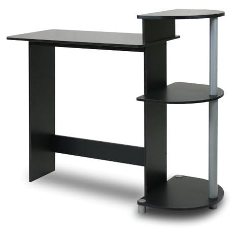 28.5" Furinno Compact Round Side Computer Desk With Shelves