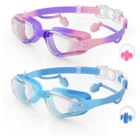 2 Aegend Kids Swim Goggles with Ear Plugs and Nose Clip