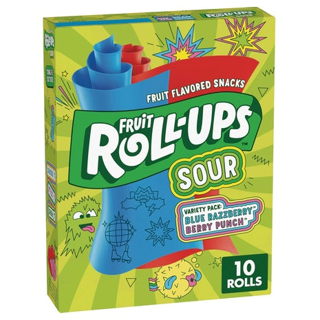 2 Boxes Fruit Roll-Ups Blue Razzberry & Berry Punch (20 Rolls)