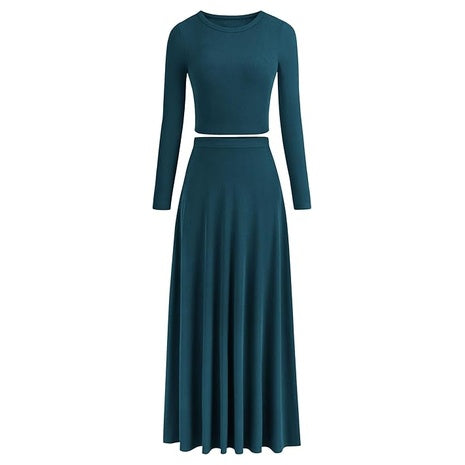 Women's Long Sleeve Top an Maxi Skirt Set (16 Colors)