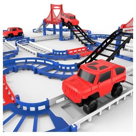 DIY Construction Race Track Builder Set with Battery-Powered Car