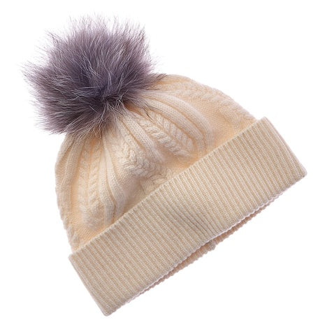 Amicale Winding Cable Cuff Wool & Cashmere Blend Hat