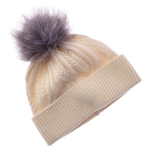 Amicale Winding Cable Cuff Wool & Cashmere Blend Hat