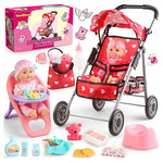 22-Piece Baby Doll & Stroller Playset with Accessories