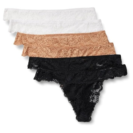 6-Pack Amazon Essentials Women's Stretch Galloon Lace Thong