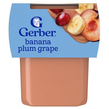16-Pack Gerber Stage 2 Banana Plum Grape Puree Baby Food