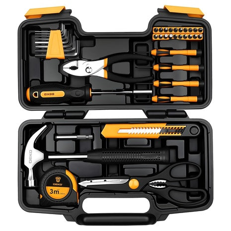 39-Piece Basic Hand Tool Set With Plastic Toolbox Storage Case