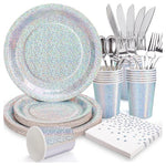 168 Piece Disposable Iridescent Dinnerware Set