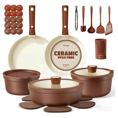 22-Piece Carote Ceramic Cookware Set