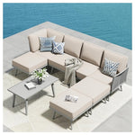 Phi Villa 8-Piece Rope Rattan Patio Sectional Furniture Set