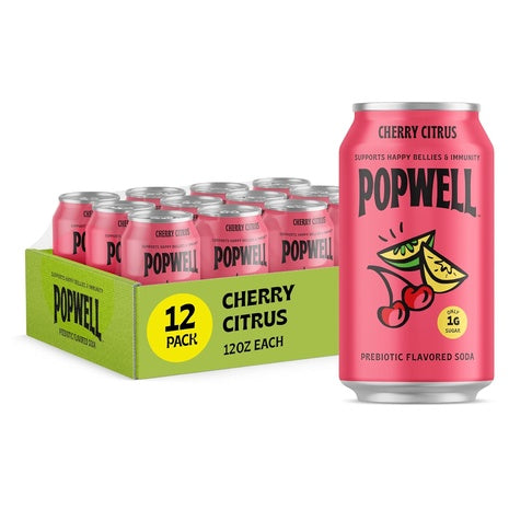 12-Pack Popwell Cherry Citrus Prebiotic Soda