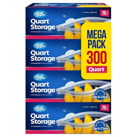 300 Quart-Size Double-Zipper Food Storage Bags
