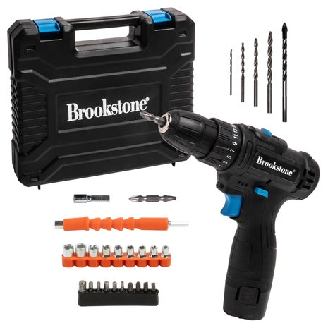Brookstone 12-Volt Power Drill with Accessories