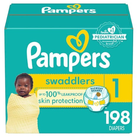 198 Size 1 Pampers Swaddlers Diapers