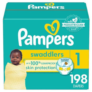 198 Size 1 Pampers Swaddlers Diapers