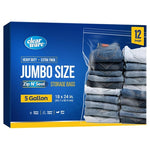 12 5-Gallon Extra-Large Zipper Storage Bags (18x24)