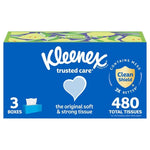 3 Kleenex Trusted Care Facial Tissue Boxes