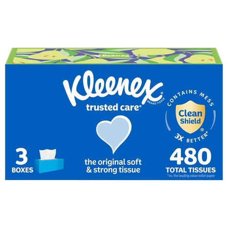 3 Kleenex Trusted Care Facial Tissue Boxes