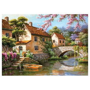 1000 Piece Country Village Canal Puzzle