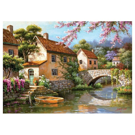 1000 Piece Country Village Canal Puzzle