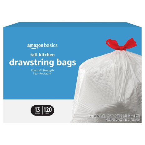 120 Amazon Basics 13-Gallon Drawstring Trash Bags