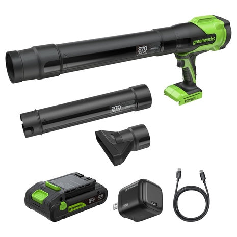 Greenworks 24V Cordless Leaf Blower with Battery & Charger