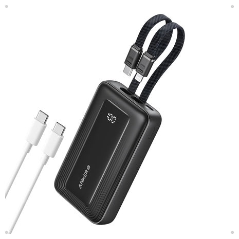 Anker Zolo 10,000mAh 30W Max Fast Portable Power Bank w/ Built-in Charging Cables