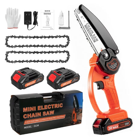 Febfoxs Handheld 6" Mini 24V Battery Powered Cordless Chainsaw