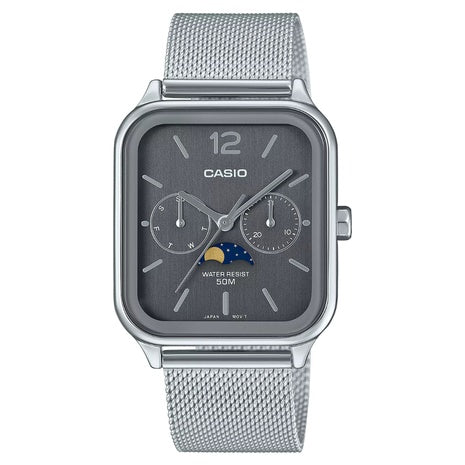 34mm Casio Men's Moon Phase Stainless Steel Watch