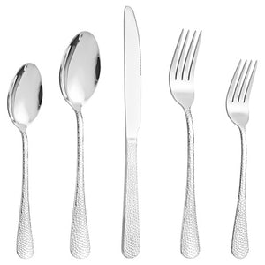 20-Piece Hammered Silverware Set