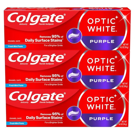 3 Colgate Optic White Purple Toothpastes