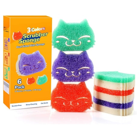 6-Pack Dual-Sided Polyester Scrub Sponge