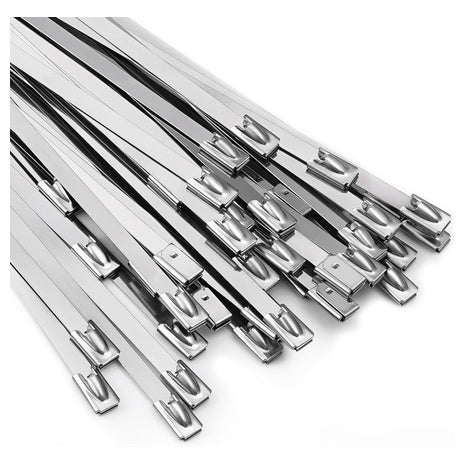100-Pack Heavy-Duty Stainless Steel Metal Zip Ties