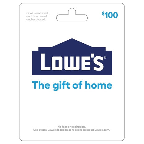 $100 Lowe's Physical Gift Card