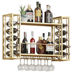 Floating Gold Wine Rack with Glass Holders