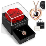 Preserved Real Rose with I Love You Necklace