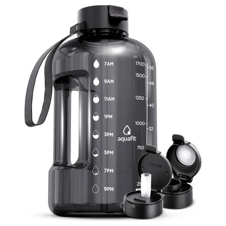 64 Ounces AQUAFIT Leakproof Half Gallon Water Bottle With Time Marker