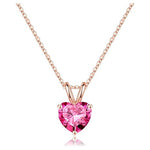 Sterling Silver Heart Birthstone Necklace (11 Colors)