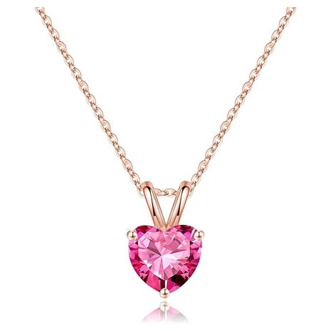 Sterling Silver Heart Birthstone Necklace (11 Colors)