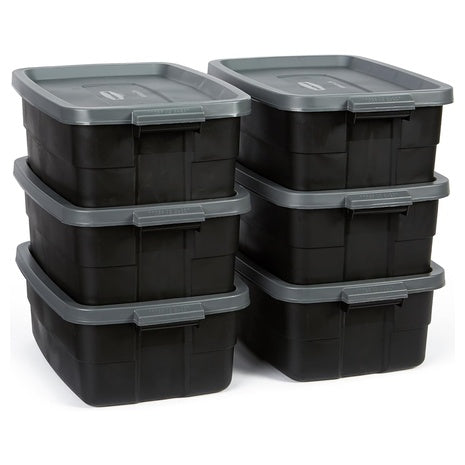 6 Rubbermaid 10-Gallon Heavy-Duty Storage Totes with Lids