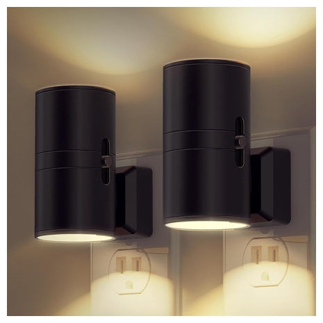 2-Pack Plug Into Wall Dimmable Modern Night Light W/ Dusk To Dawn Sensor (3000K)
